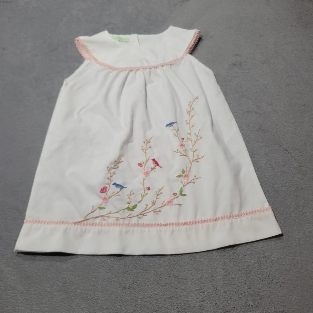 Muguet Collection Dress Girls 24M White Bird Floral Embroidered Heirloom Classic